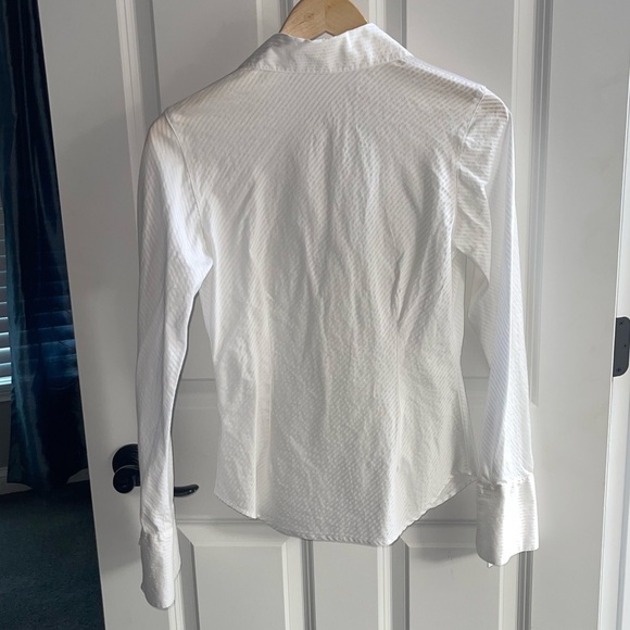 ANNE FONTAINE Gres Shirt White Collared Button Down Shirt With Micro Stripes 1 - Picture 7 of 8